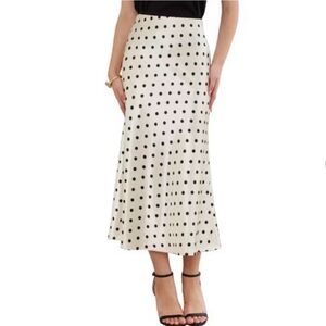 Trending Satin Polka Dot Midi Skirt